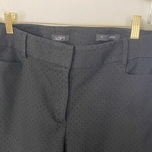 LOFT Black Swiss dot Textured pants 14 ankle
